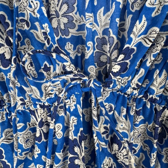 J.Crew Tie Front Floral Mini Beach Dress Womens S Cotton Viole Blue - Picture 8 of 9